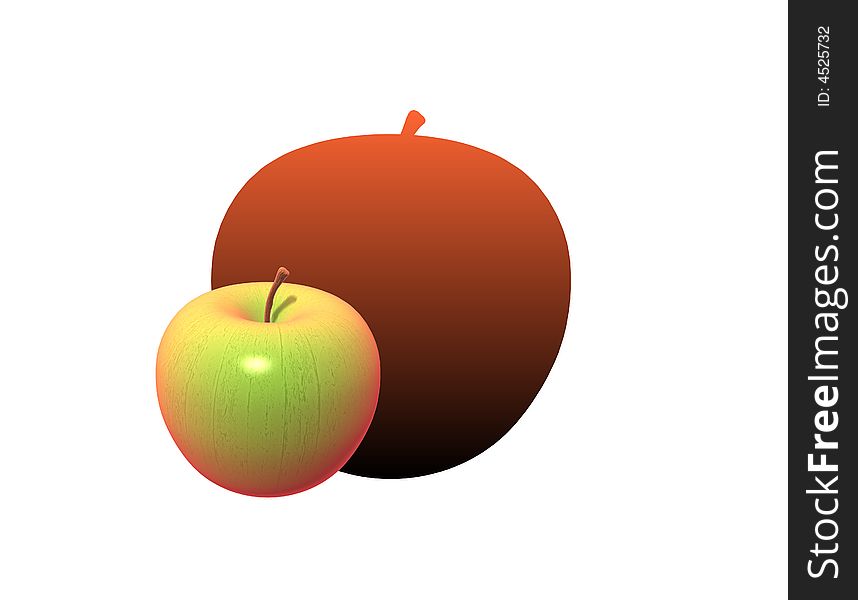 Apple on background of apple shape. Apple on background of apple shape