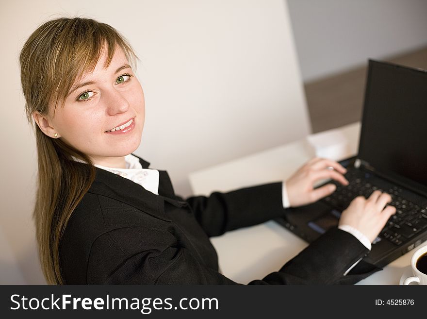 Woman Working On The Laptop