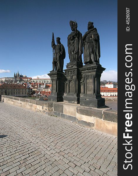 Sculpture and Prague castle president quay republic