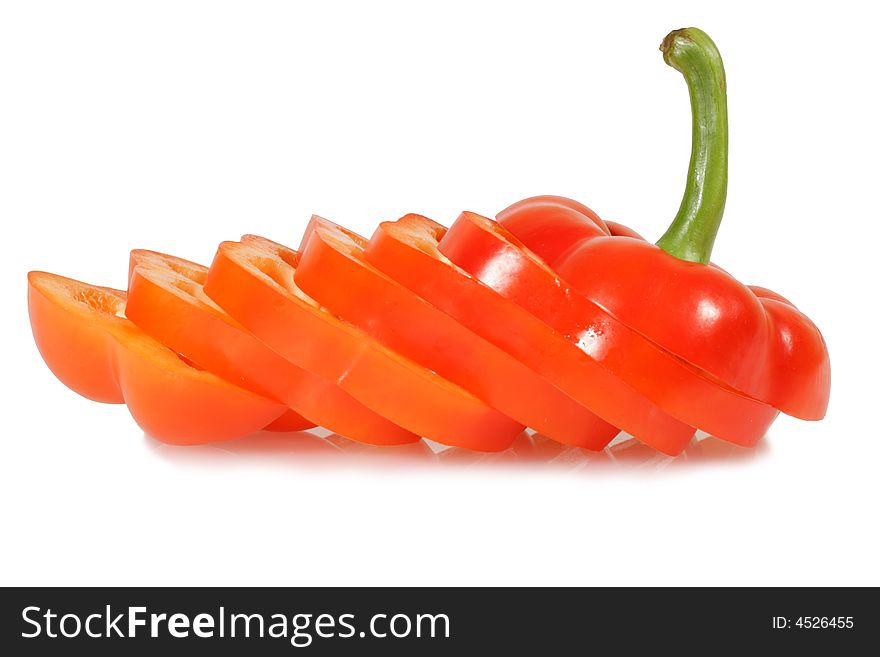 Red Bulgarian pepper  isolated on a white background