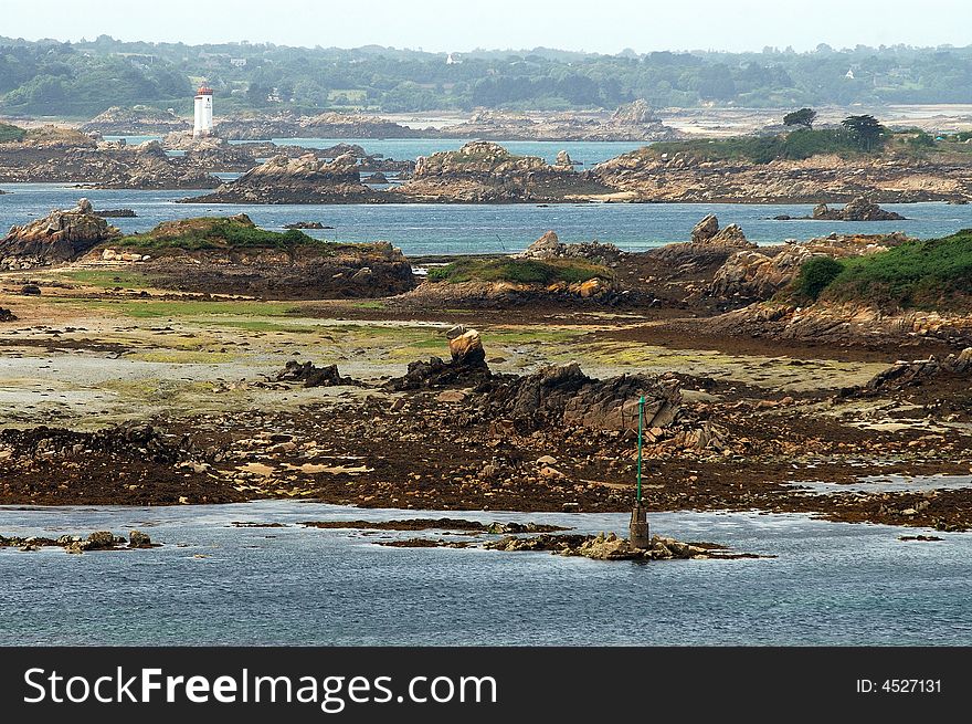 Rocks at the coast of the french region brittany. Rocks at the coast of the french region brittany