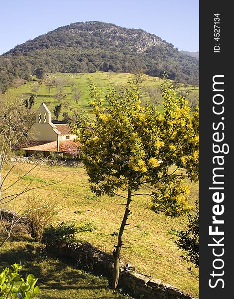 Remote church in spanish fields. Remote church in spanish fields