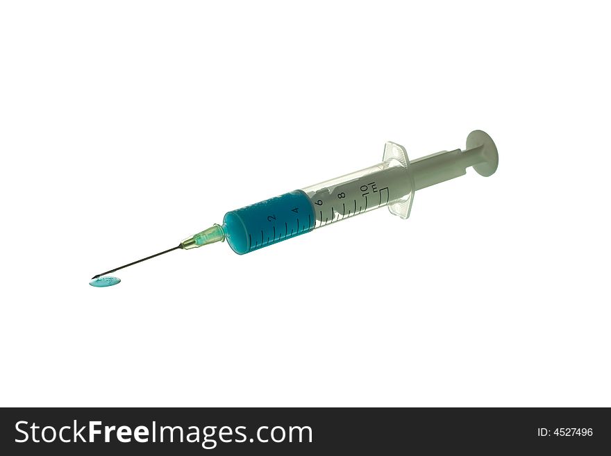 Blue Syringe isolated on white