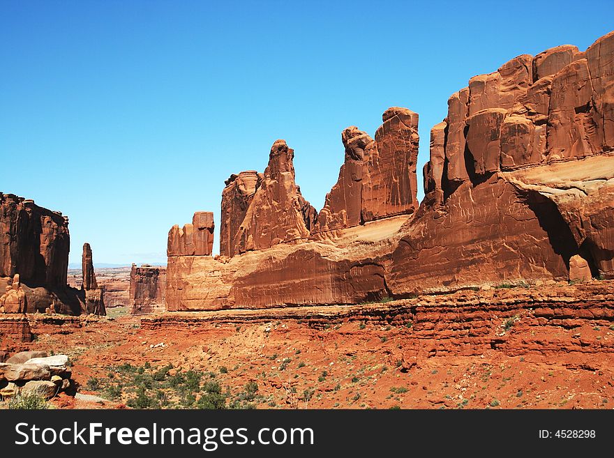 View on the rock in Arches NP in fall