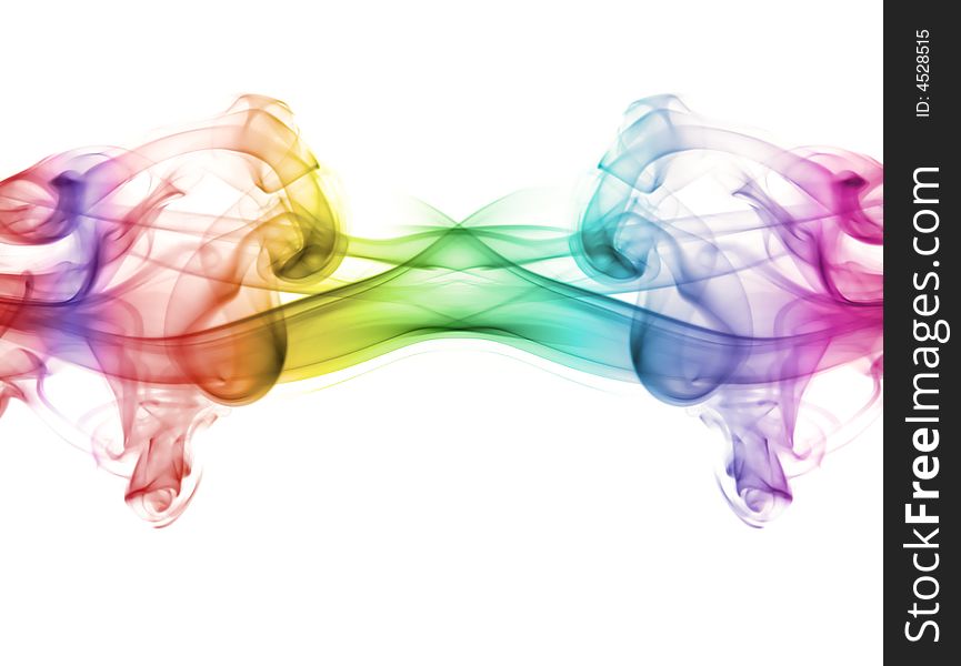 Multicolored smoke on a white background