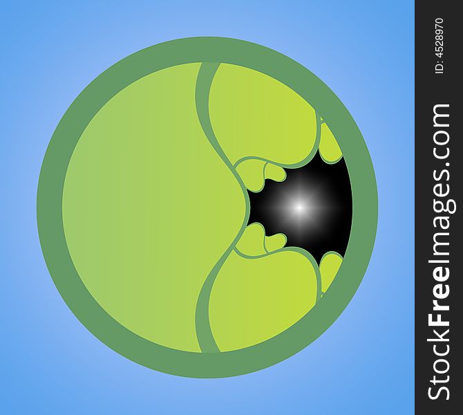 A circular fractal done in the colors of spring with a view to the universe. A circular fractal done in the colors of spring with a view to the universe.