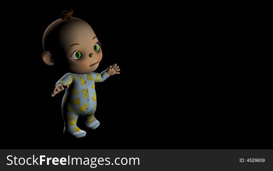 Cute little cartoon baby 3d render