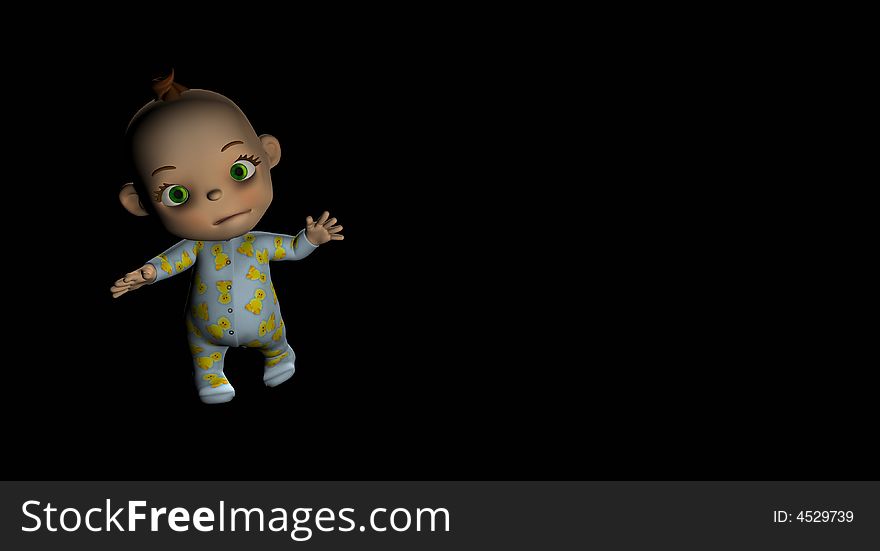 Cute little cartoon baby 3d render