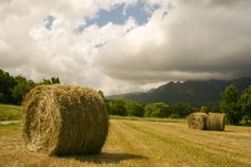 Haystacks Under A Moody Sky Royalty Free Stock Image Haystacks Under A Moody Sky Royalty Free Stock Image