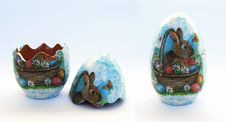 An Easter Clay Egg With A Rabbit Decoupage Royalty Free Stock Image An Easter Clay Egg With A Rabbit Decoupage Royalty Free Stock Image
