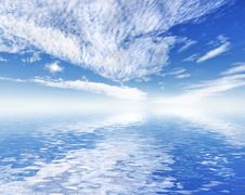 Beautiful Ocean Sea View With Sky Reflection. Royalty Free Stock Images
