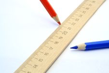 Two Pencils And Ruler Stock Image