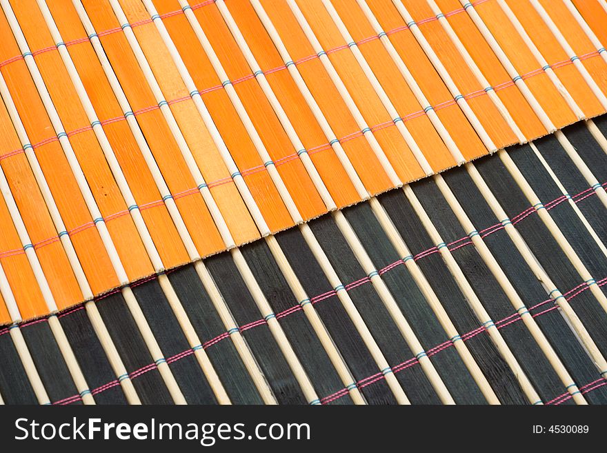 Colored bamboo table-cloth perspective view close-up