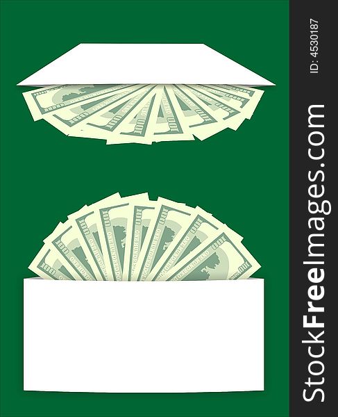 A cover with dollars isolated on green