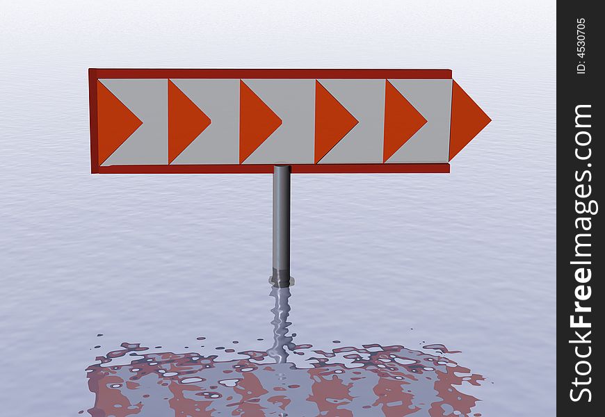 Sign of abrupt turn staying in water