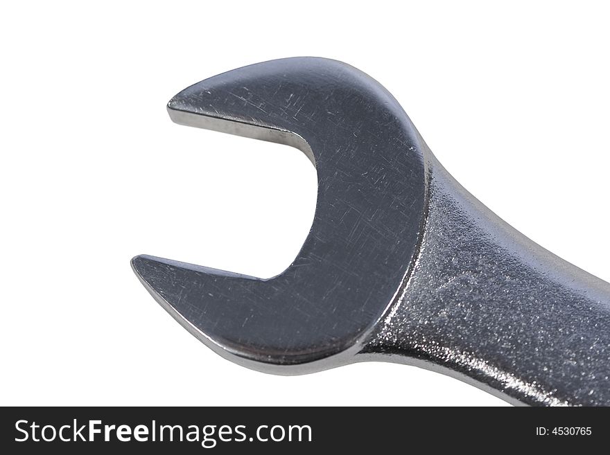 Close-up of a Chrome Wrench with a saved clipping path. Close-up of a Chrome Wrench with a saved clipping path