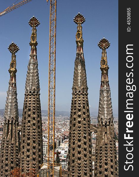 Barcelona's Sagrada Familia Cathedral by Gaudi is enormous, organic and unfinished. Barcelona's Sagrada Familia Cathedral by Gaudi is enormous, organic and unfinished.