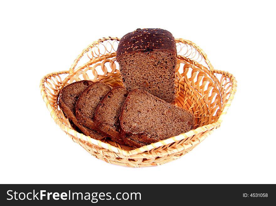 Hand with bread. White background. Hand with bread. White background.