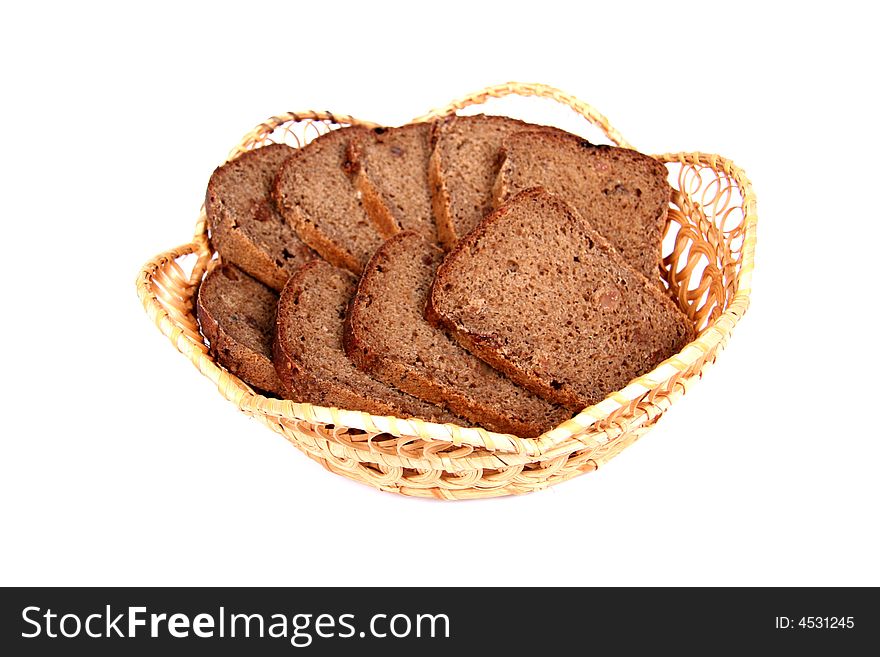 Hand with bread. White background. Hand with bread. White background.