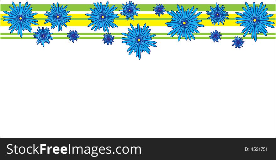 Colored frame of blue flowers