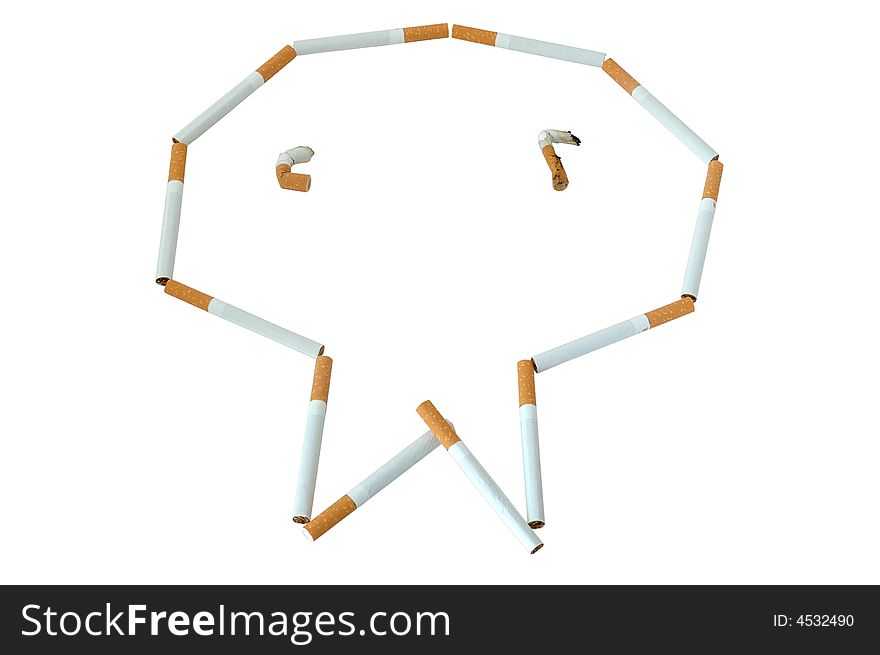 Figure made from cigarettes. Like human skull - smoke kills.