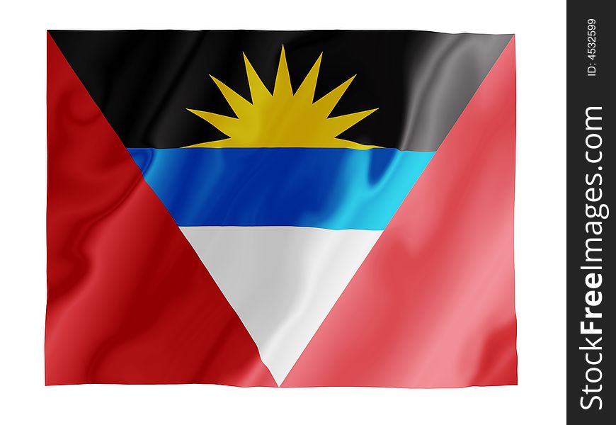 Fluttering image of the Antigua and Barbuda national flag. Fluttering image of the Antigua and Barbuda national flag