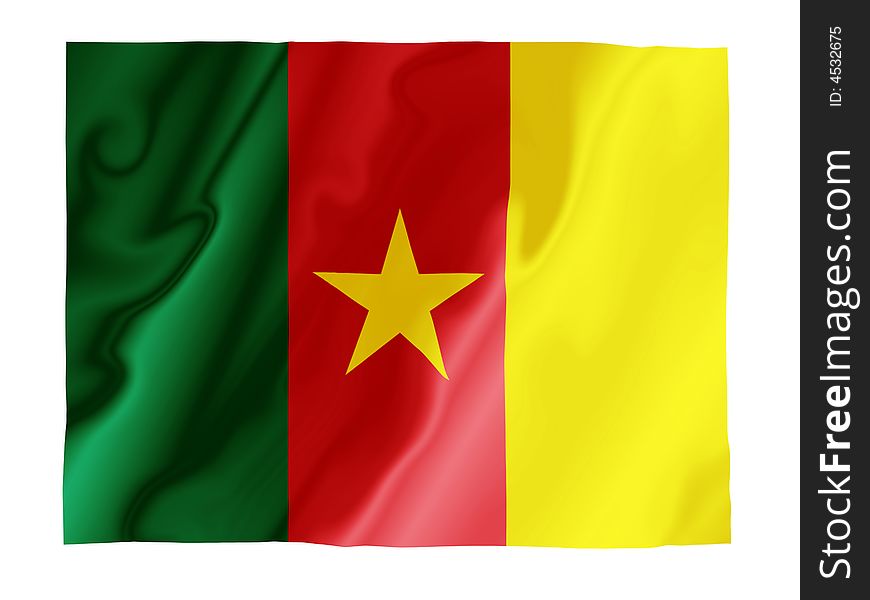 Fluttering image of the Cameroon national flag. Fluttering image of the Cameroon national flag
