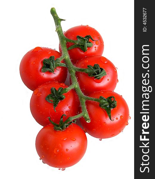 fresh cherry tomatoes on white background