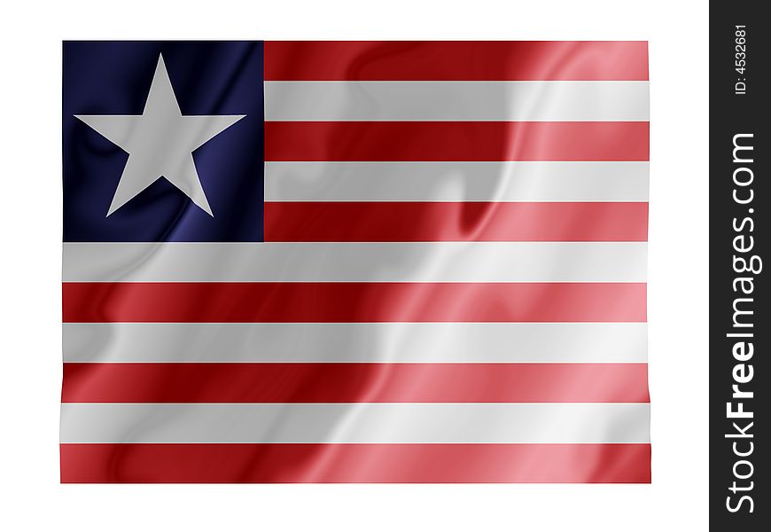 Fluttering image of the Liberian national flag. Fluttering image of the Liberian national flag