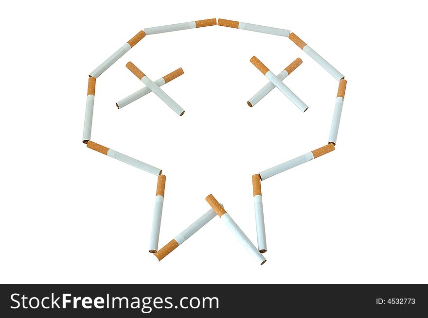 Figure made from cigarettes. Like human skull - smoke kills.