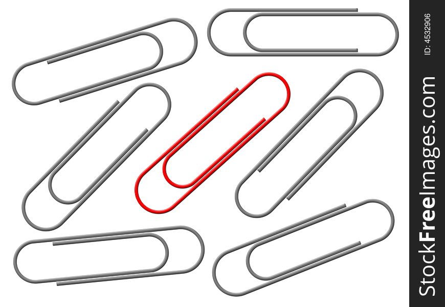 Writing paper clips on a white background
