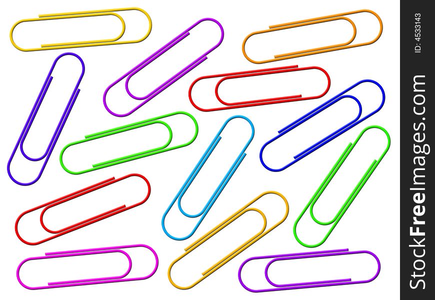 Writing paper clips on a white background