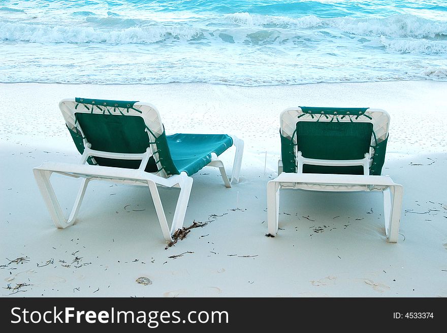 Beach green chairs