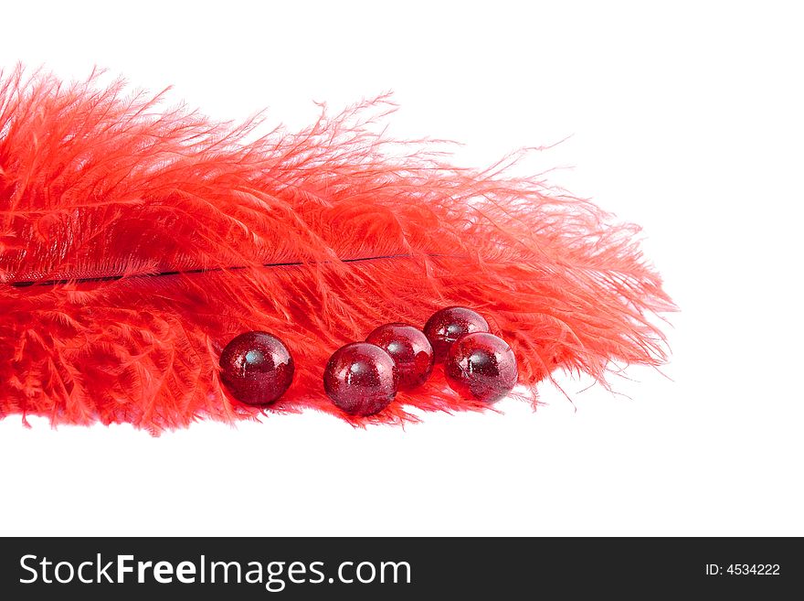 Red Feather And Marbles