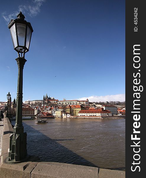 Ancient Prague Castle and gaslight