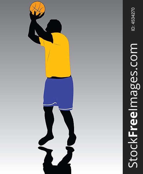 Basketball player on gray background