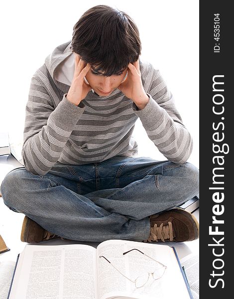 The young student isolated on a white background