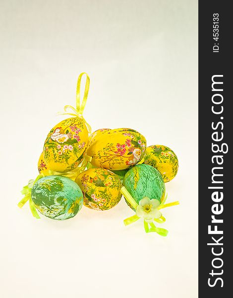 Green and yellow easter eggs