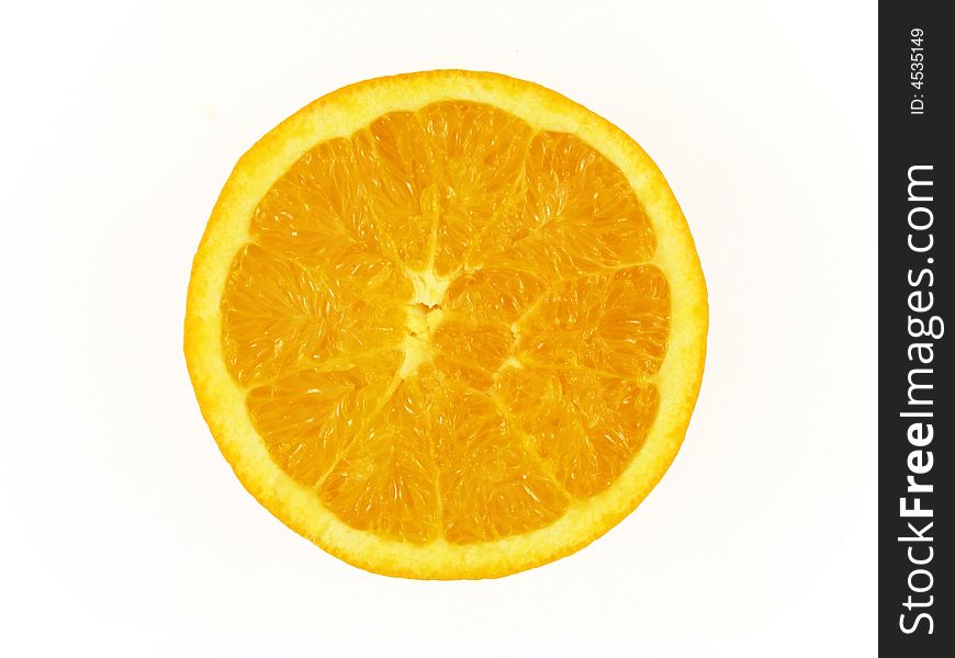 Half of orange fruit isolated on white background. Half of orange fruit isolated on white background