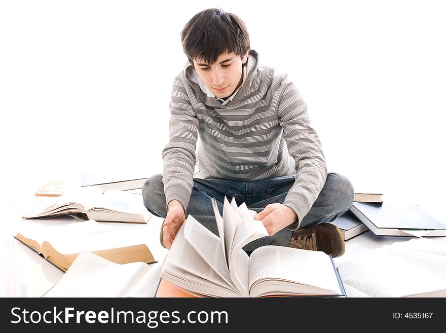 The young student isolated on a white background