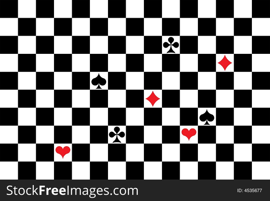 Suits on a background of a chessboard. Suits on a background of a chessboard