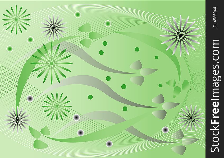 Flowers and Flourishes are Featured in an Abstract Background Illustration. Flowers and Flourishes are Featured in an Abstract Background Illustration.