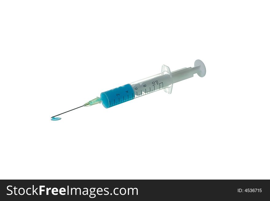 Blue Syringe isolated on white