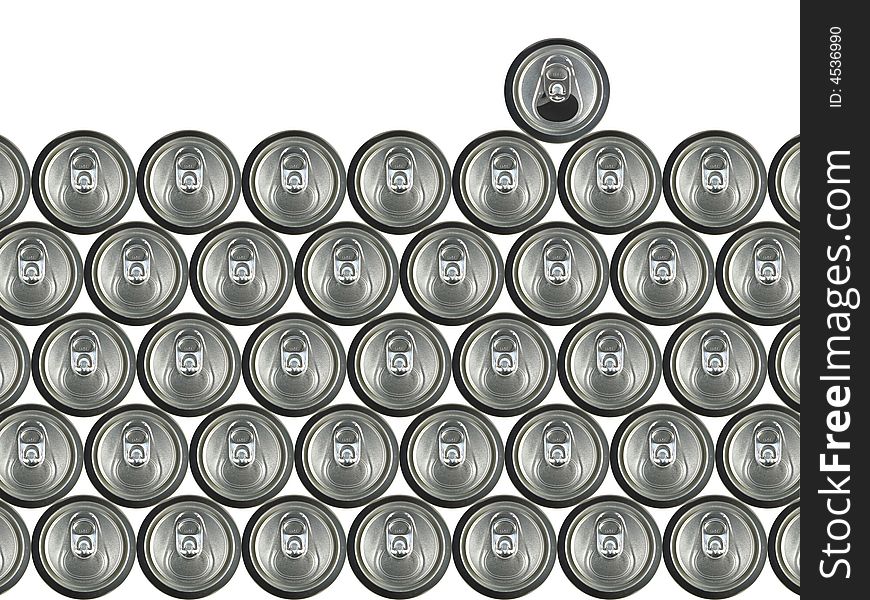 Series aluminium jars on a white background