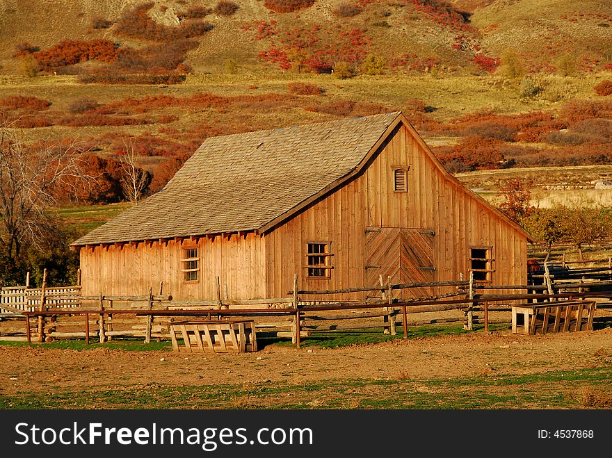 Barn at sunset