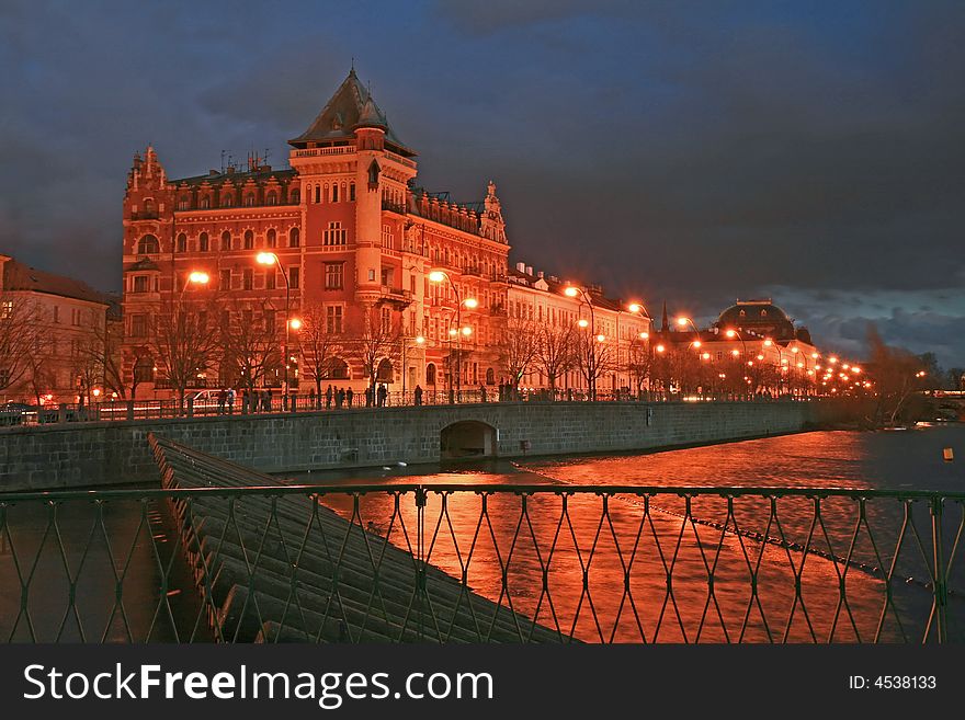 The beautiful Prague City along the River Vltava