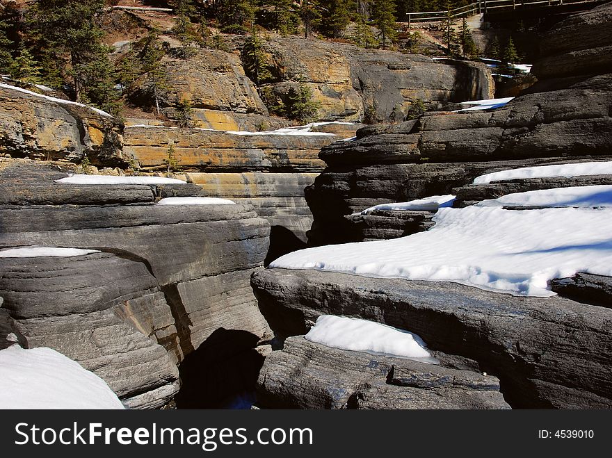 Canyon frozen during the winter season. Canyon frozen during the winter season