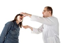 Doctor Gives Patient Of A Tablet Stock Photography