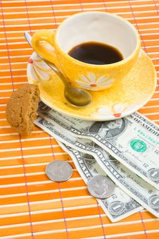 3 Dollars And 50 Cent Pay For Coffee And Cookies Stock Image 3 Dollars And 50 Cent Pay For Coffee And Cookies Stock Image