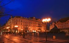 The Old Town Square At Night Royalty Free Stock Photography
